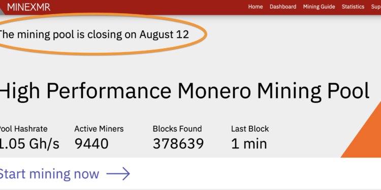 匿名龙头门罗币矿池MineXMR将关闭 