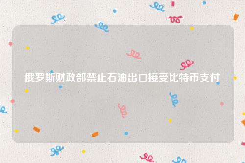 俄罗斯财政部禁止石油出口接受比特币支付