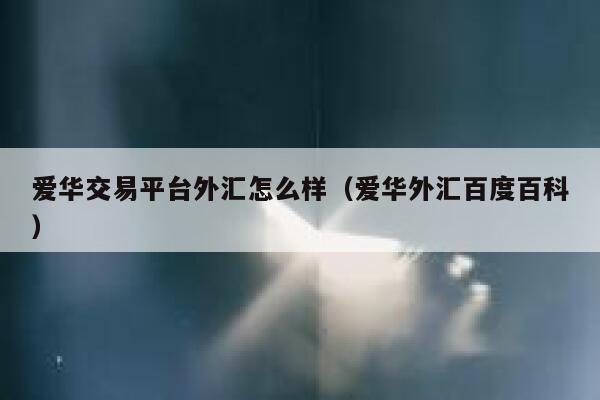 爱华交易平台外汇怎么样（爱华外汇百度百科） 第1张