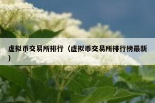 虚拟币交易平台排行（虚拟币交易平台排行榜最新）