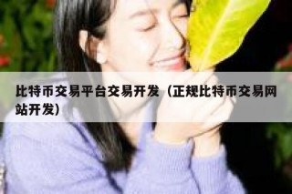 比特币交易平台交易开发（正规比特币交易网站开发）