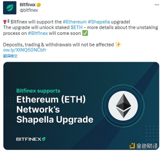 Bitfin：支持以太坊Shaplla升级